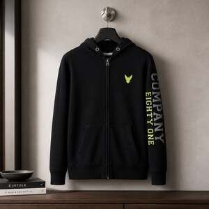 Company 81 Boys Full-Zip Black Graphic Sleeve Hoodie Size 18/20 #B31
